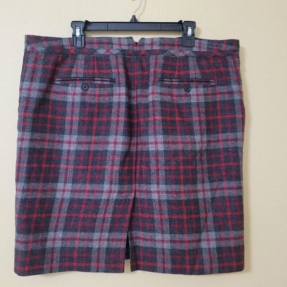 Gap Womens Plaid Wool-Blend Skirt Red & Gray Size 16 Academia Preppy Dark - Picture 7 of 12